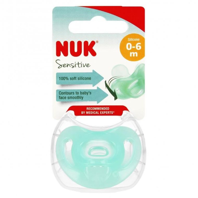 Nuk, Sensitive, smoczek uspokajający, silikonowy, 0-6m, zielony