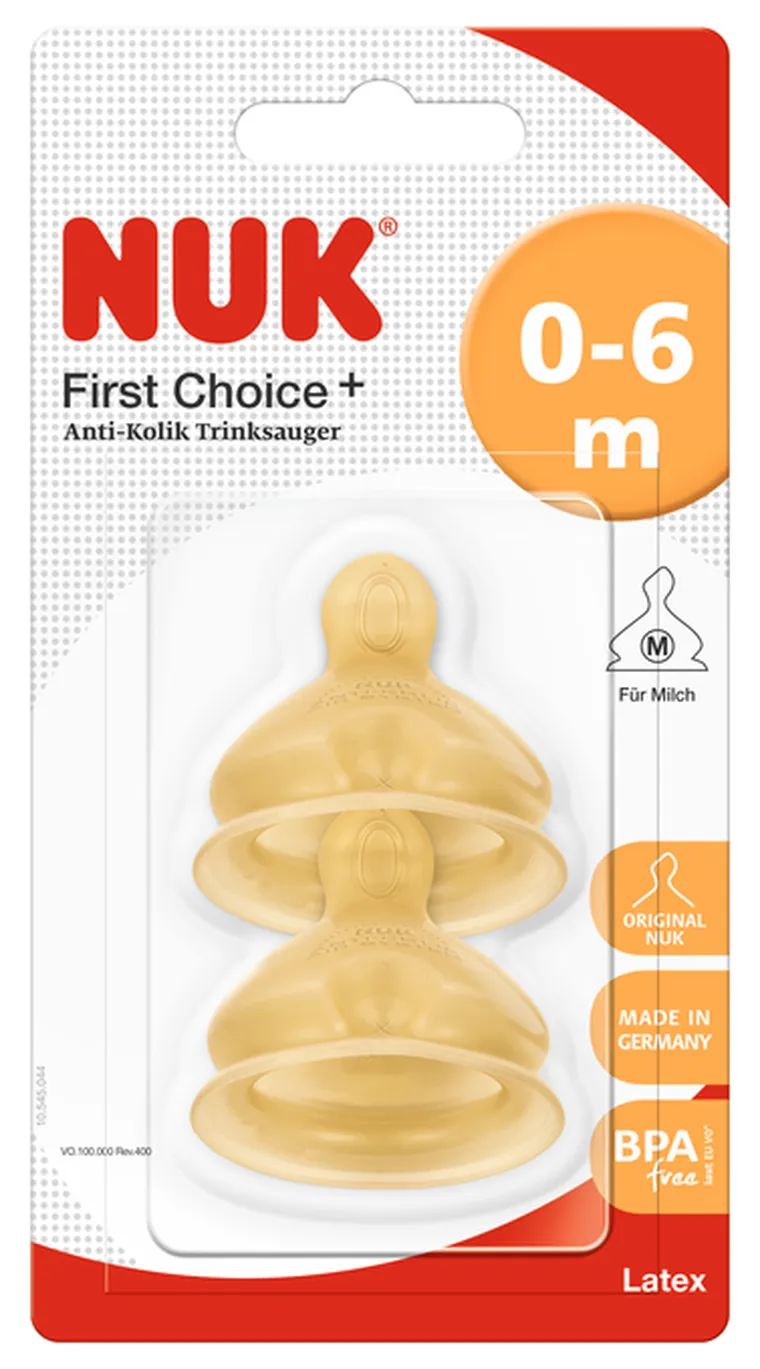Nuk, smoczek do butelki First Choice+, rozmiar M, 2 szt., 0-6m
