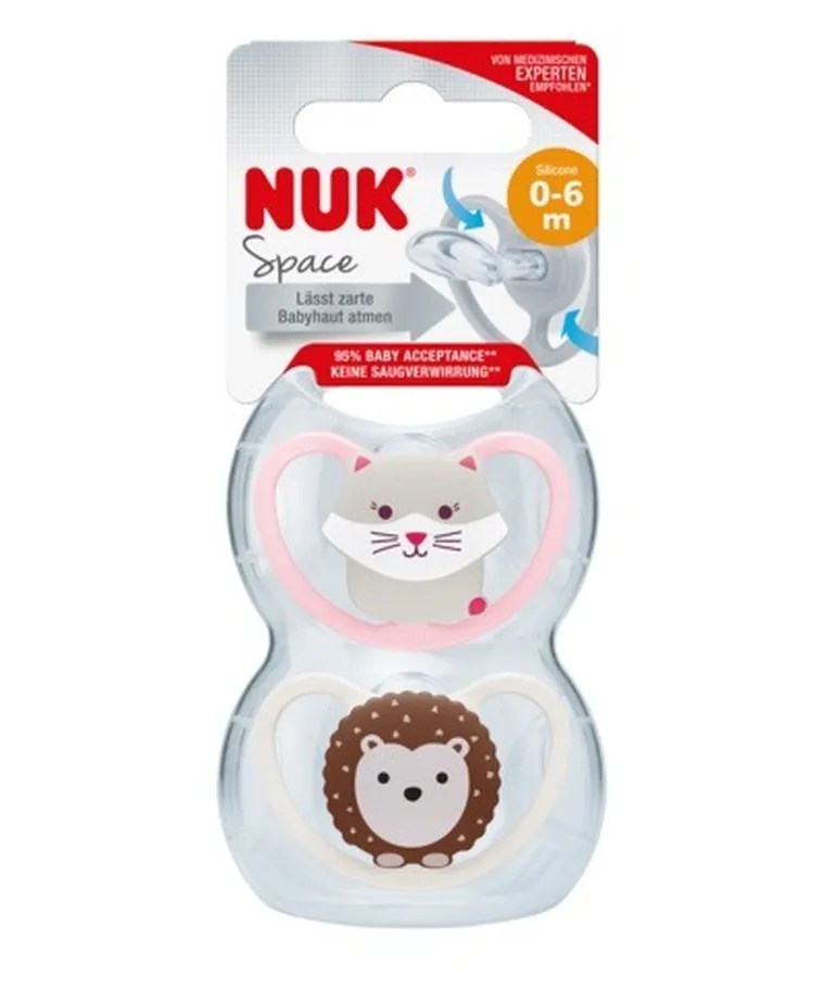 Nuk, Space, smoczek uspokajający, 0-6 m, 2 szt.