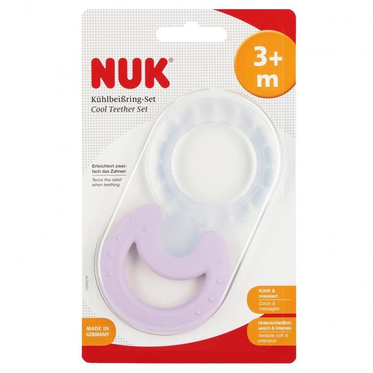 Nuk, zestaw gryzaków, różowy i przeźroczysty, 3m+