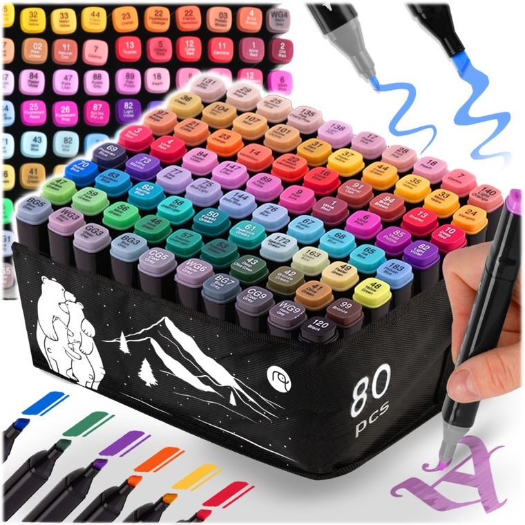 Nukido, markery alkoholowe z torbą, 80 szt.