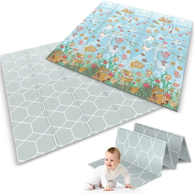 Nukido, mata piankowa, składana, ocean, 200-180-1 cm