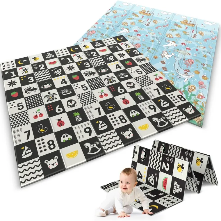 Nukido, mata piankowa, składana, ocean, liczby, 200-180-1 cm