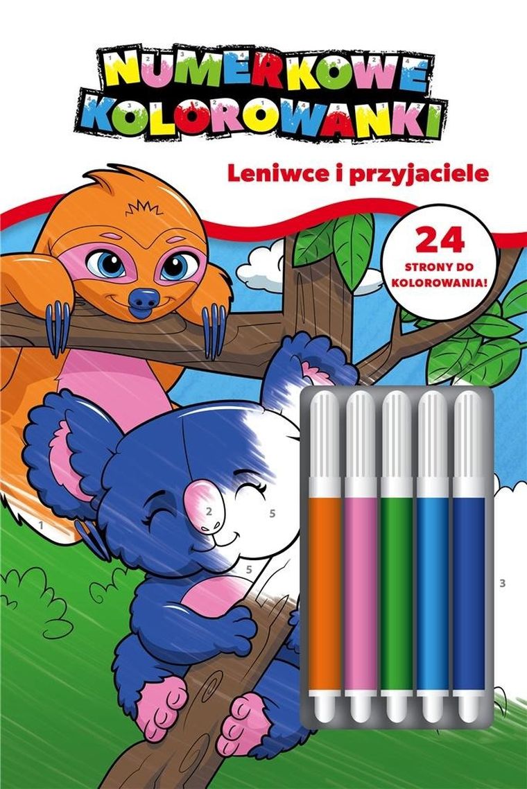 Numerkowe kolorowanki. Leniwce i Koala