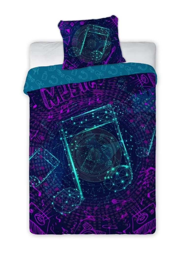 Nuty, Fluo, 2-częściowy komplet pościeli bawełnianej, świecąca w ciemności, 140-200 cm