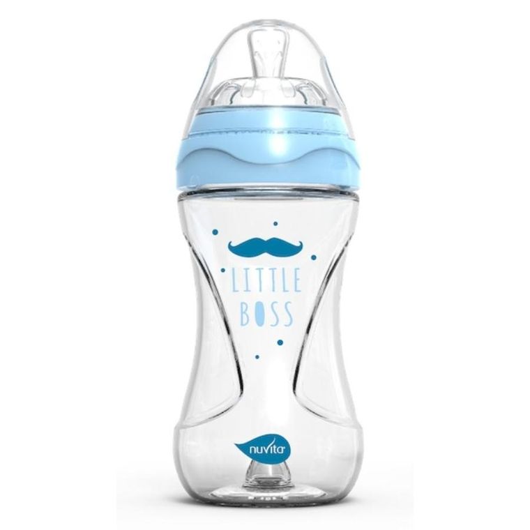 Nuvita, butelka szklana, antykolkowa, niebieska, 240 ml