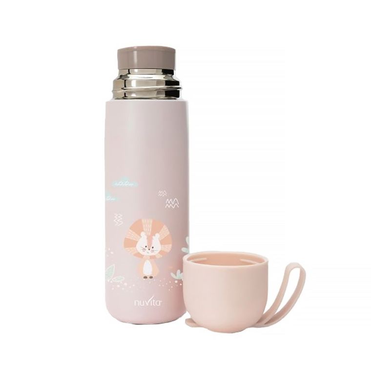 Nuvita, butelka termiczna, uchwyt silikonowy, łososiowy, 400 ml