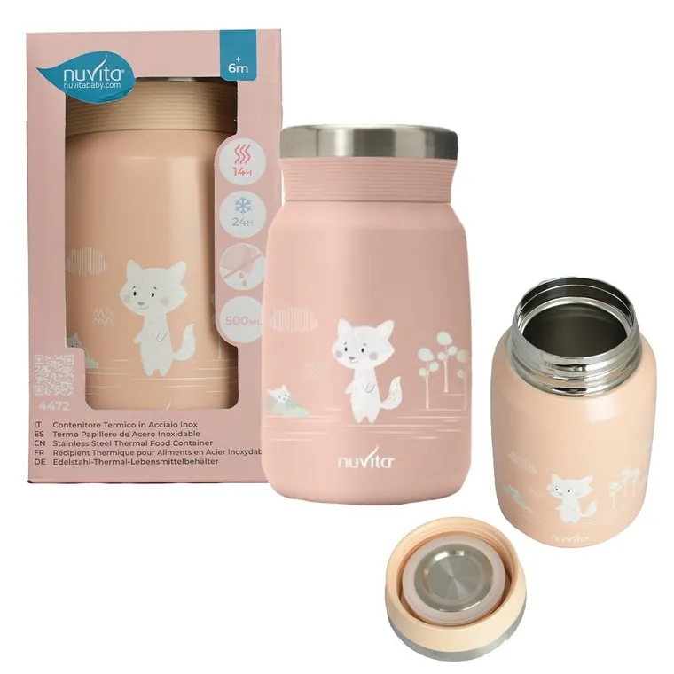 Nuvita, pojemnik termiczny, stal nierdzewna, łososiowy, 500 ml