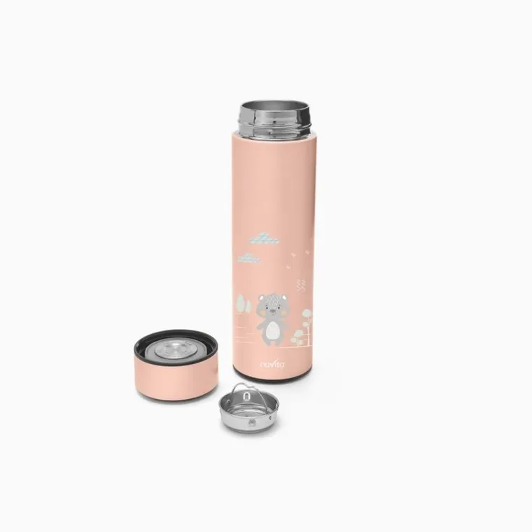 Nuvita, termos z czujnikiem temperatury, łososiowy, 500 ml