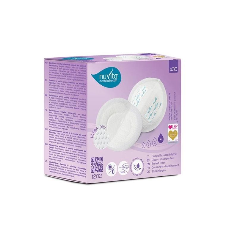 Nuvita, wkładki laktacyjne, supercienkie, oddychające, 1 mm, 30 szt.