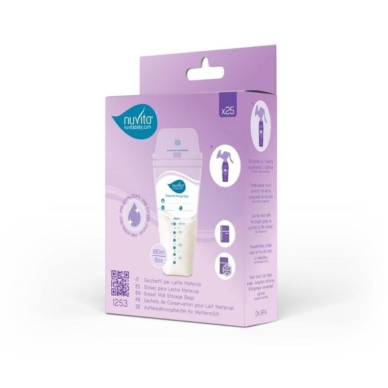 Nuvita, woreczki na mleko, sterylne, podwójne zamknięcie, 25 szt.