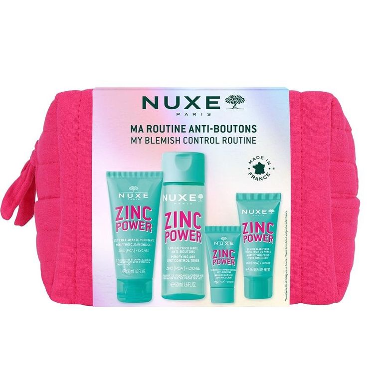 Nuxe, My Blemish Control Routine, zestaw: żel oczyszczający, 30 ml + tonik oczyszczający, 50 ml + krem matujący, 15 ml + serum przeciw niedoskonałościom, 5 ml
