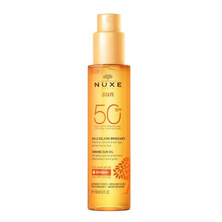 Nuxe, Sun, brązujący olejek do opalania twarzy i ciała SPF50, 150 ml