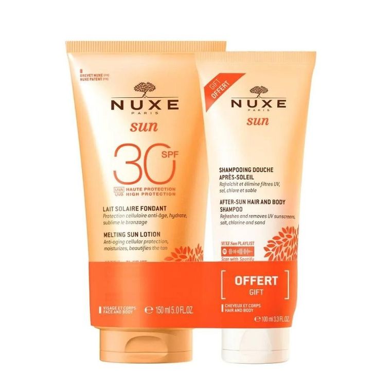 Nuxe, Sun, zestaw: mleczko do opalania SPF30, 150 ml + żel pod prysznic po opalaniu, 100 ml