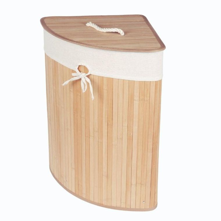 Nuxio, Arco, narożny kosz na pranie, bambus, 60l