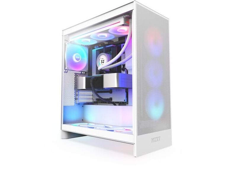 Nzxt, H7 Flow RGB Midi Tower, obudowa komputerowa z oknem, biała