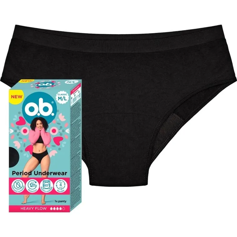 O.B., Classic, majtki menstruacyjne na obfite miesiączki, rozmiar M/L, 1 szt.
