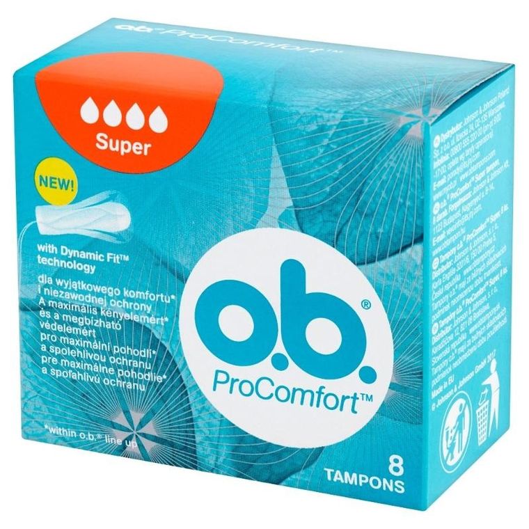 O.B., ProComfort, super komfortowe tampony, 8 szt.