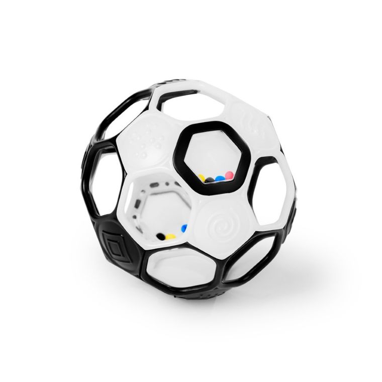 Oball, Goals, piłka z grzechotką, czarno-biała, 13 cm