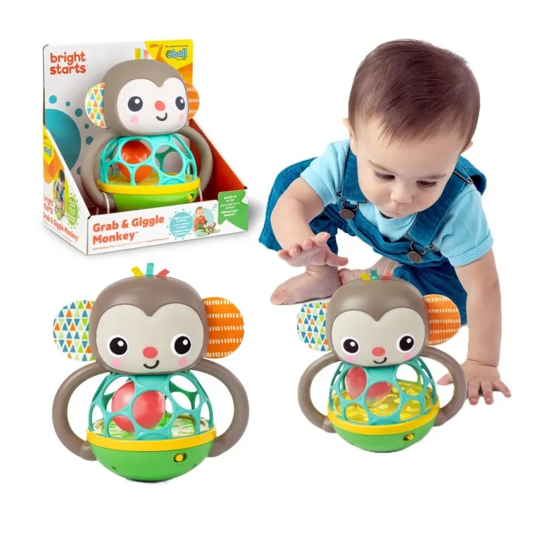 Oball, Grab & Giggle, grzechotka multisensoryczna, małpka