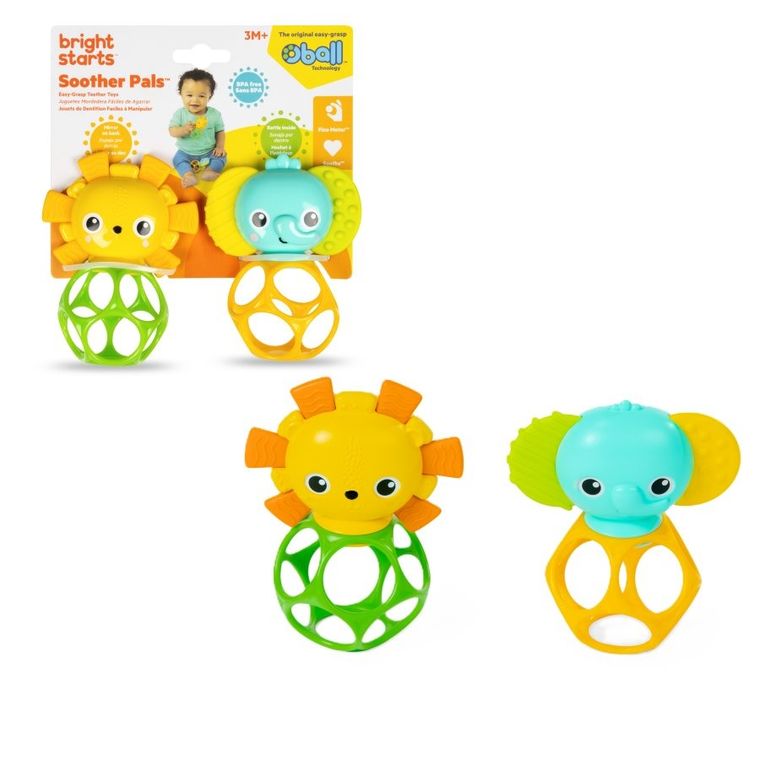 Oball, Pals Easy-Grasp, smoczek gryzak, lew i słoń