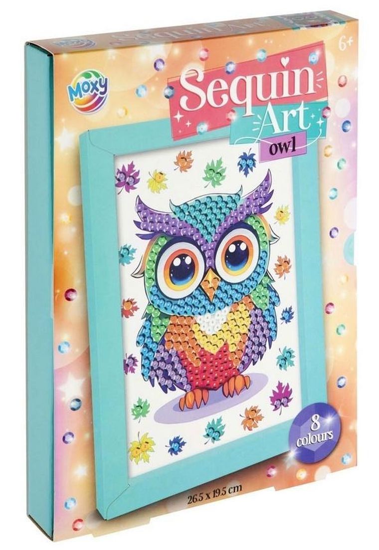 Obraz cekinowy z ramą, Sowa