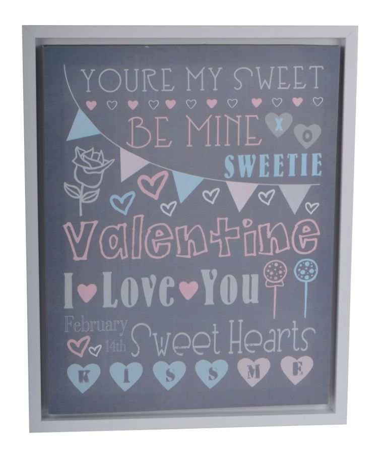 Obraz szary Valentine, w drewnianej ramie, 40-3-50 cm