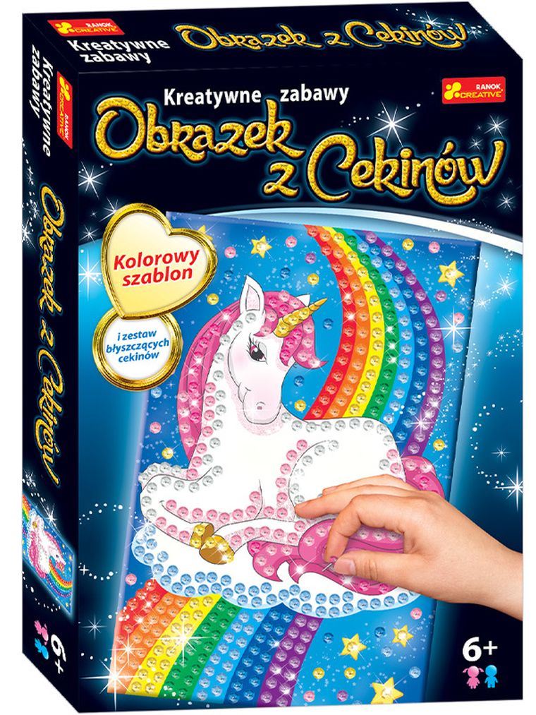 Obrazek z cekinów. Jednorożec