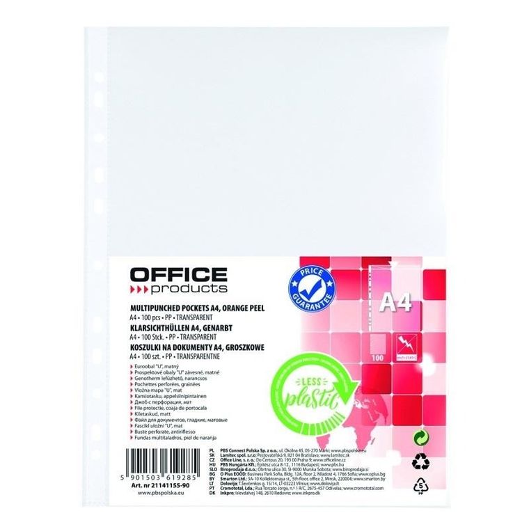 Office Products, koszulki na dokumenty, A4, PP, 100 szt.