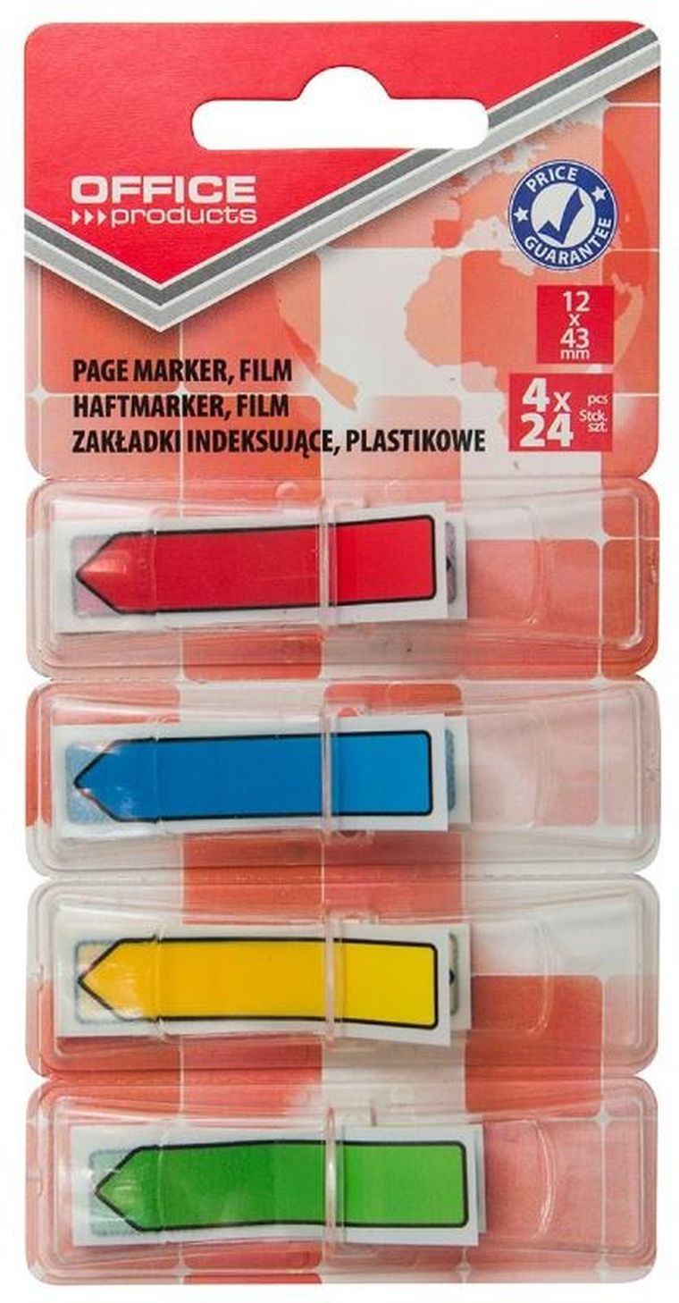 Office Products, zakładki indeksujące, strzałka, 12-43 mm
