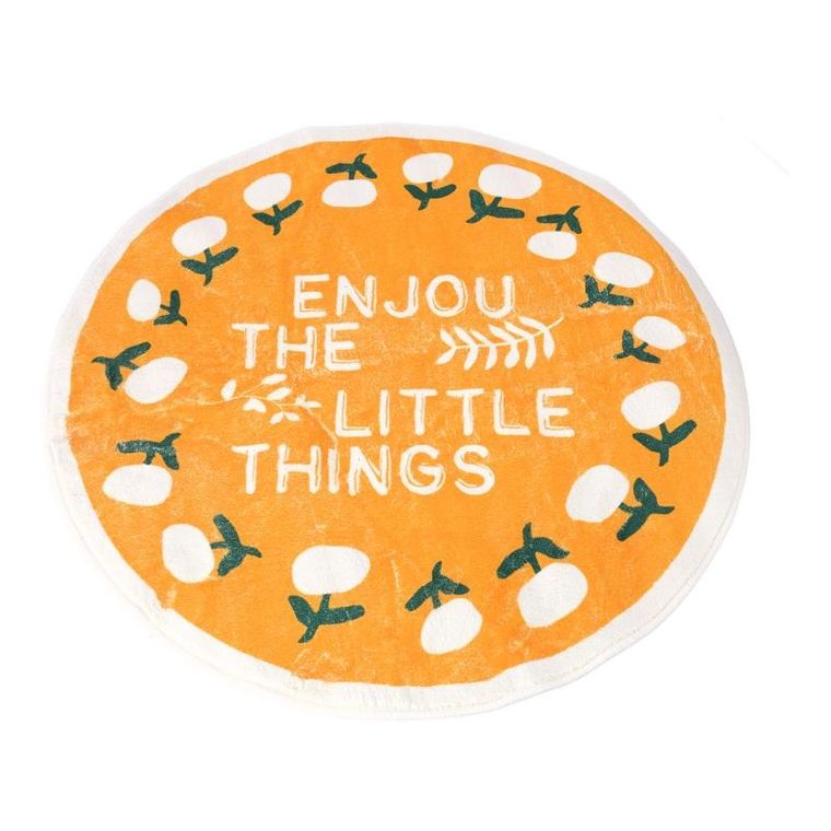 Okrągły dywan, antypoślizgowy, 80-80 cm, kwiaty, żółty