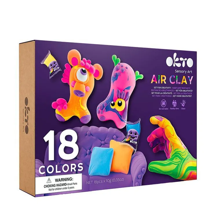 Okto, zestaw piankoliny, masa plastyczna, 18 kolorów