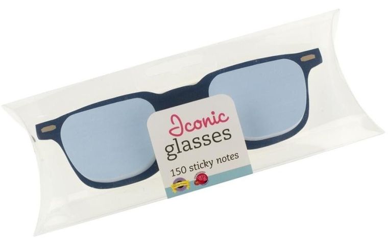 Okulary, karteczki samoprzylepne, niebieskie