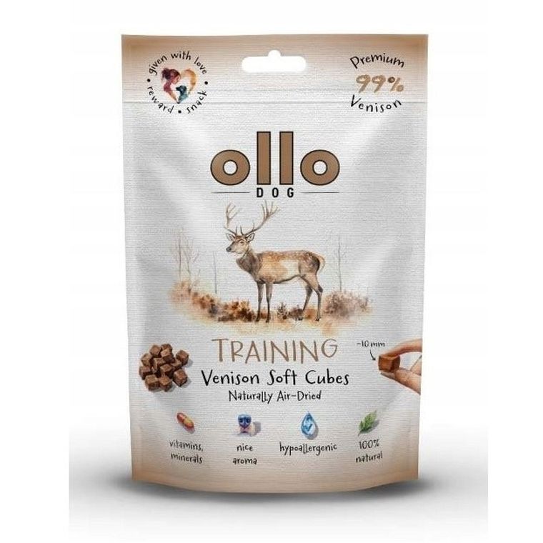 Ollo, Air Dried Training Venison Cubes, przysmak dla psa, 80g