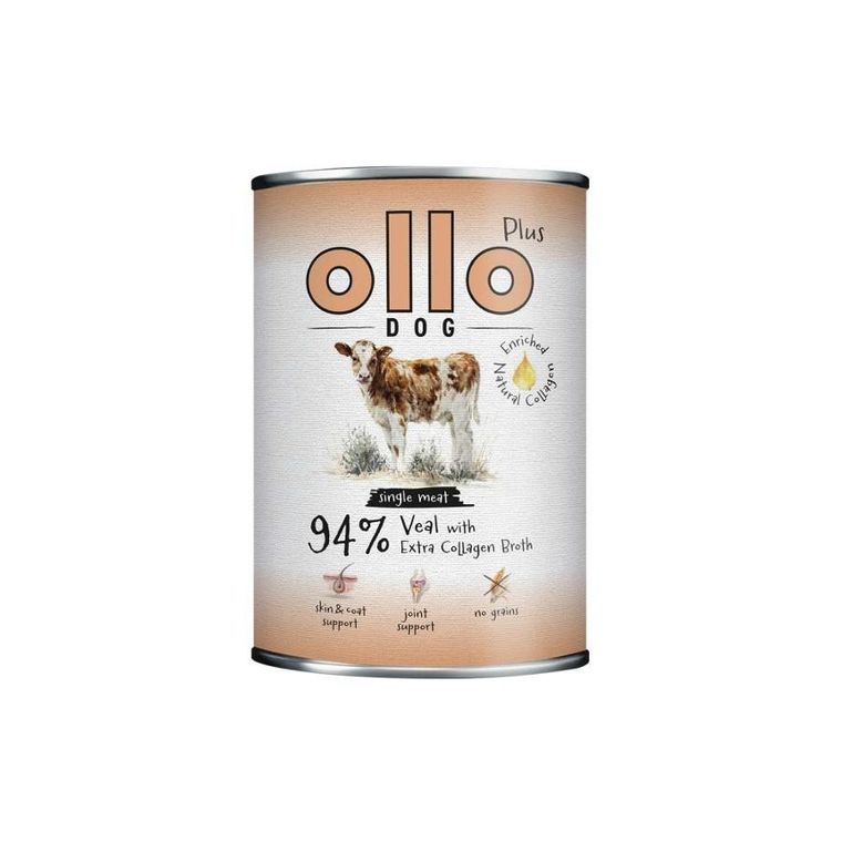 Ollo, Plus, Kolagen, cielęcina, mokra karma dla psów, 400g