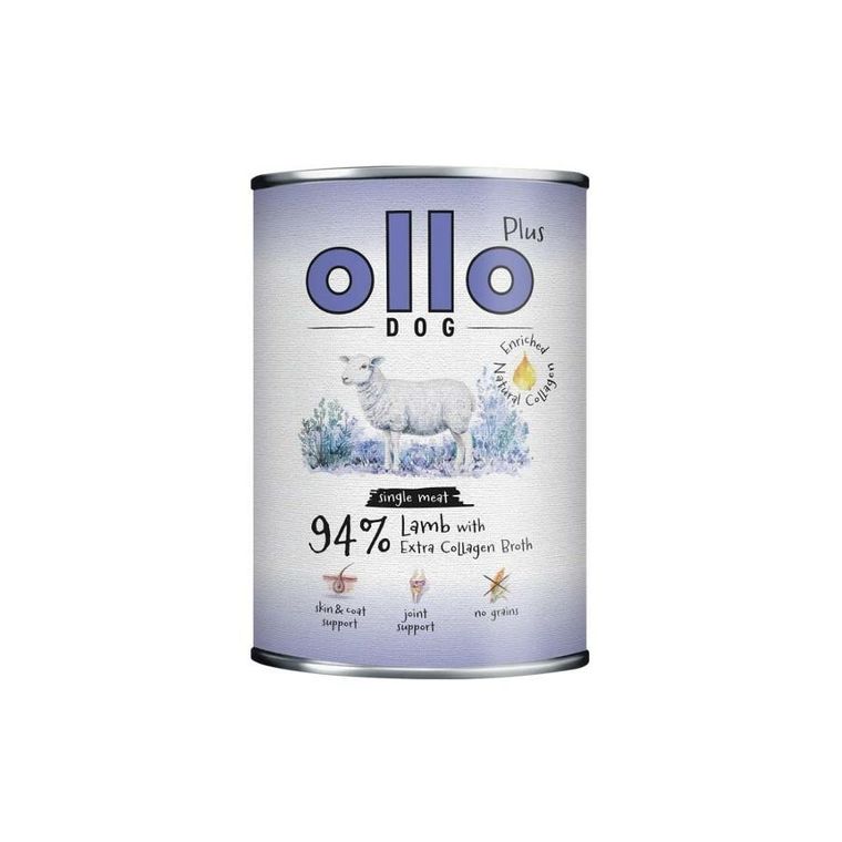 Ollo, Plus, Kolagen, jagnięcina, mokra karma dla psów, 400g
