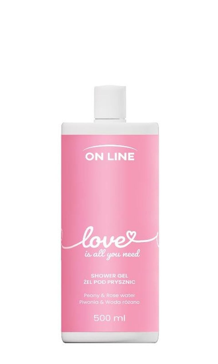 On line, Emocje, żel pod prysznic, Love, piwonia i woda różana, 500 ml