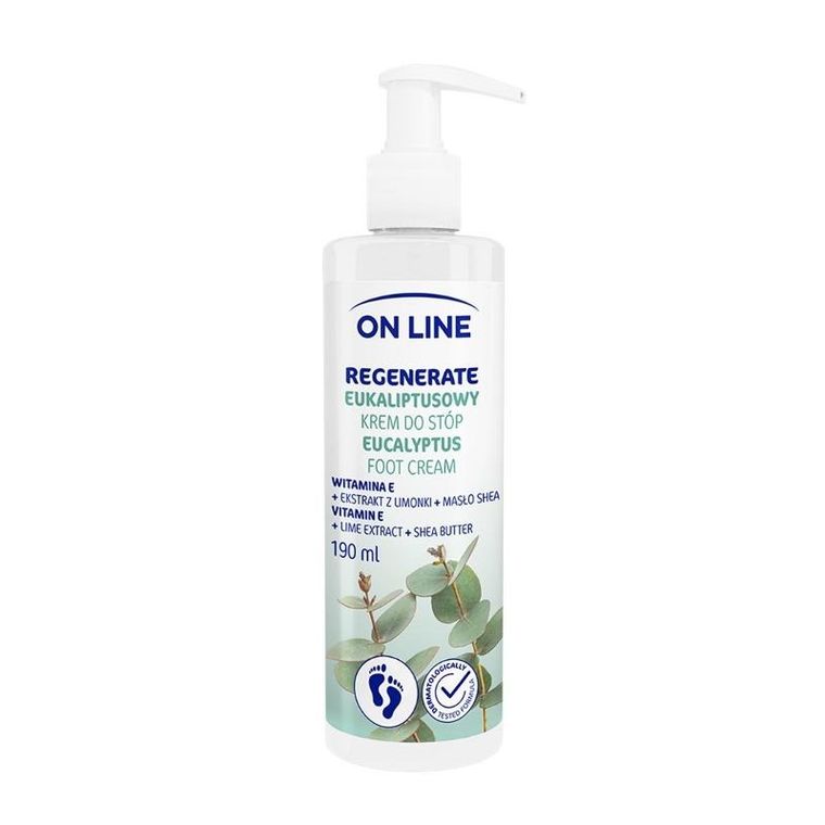 On line, eukaliptusowy krem do stóp, regenerate, 190 ml