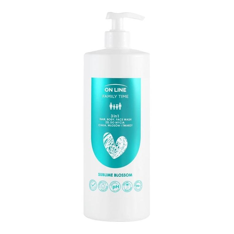 On Line, Family Time, żel do mycia ciała,włosów i twarzy 3w1, sublime blossom, 850 ml