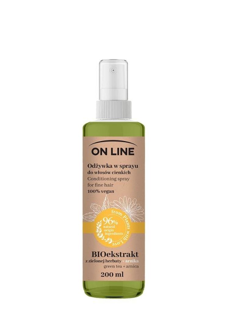 On Line, From Plants With Love, odżywka do włosów w sprayu, bioekstrakt z zielonej herbaty i arnika, 200 ml