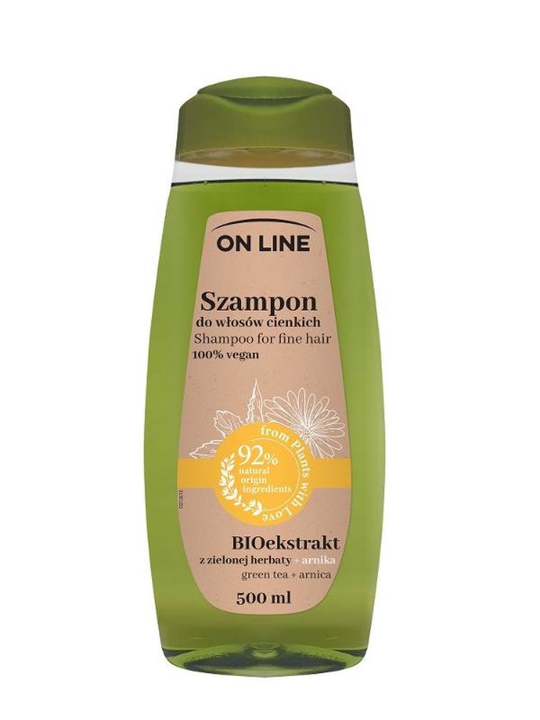 On Line, From Plants With Love, szampon do włosów, bioekstrakt z zielonej herbaty i arnika, 500 ml