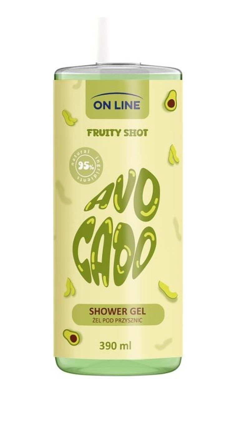 On Line, Fruity Shot, żel pod prysznic, Avocado, 390 ml