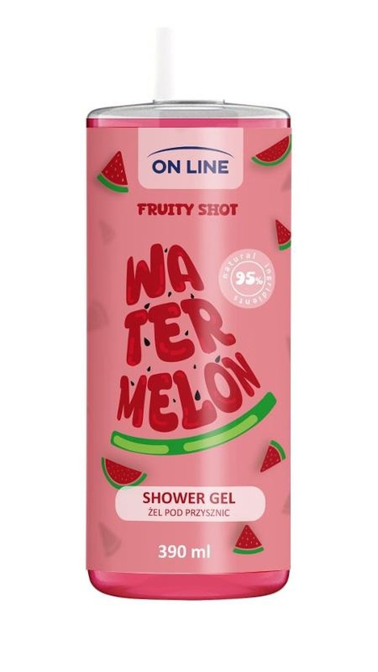 On Line, Fruity Shot, żel pod prysznic, Watermelon, 390 ml