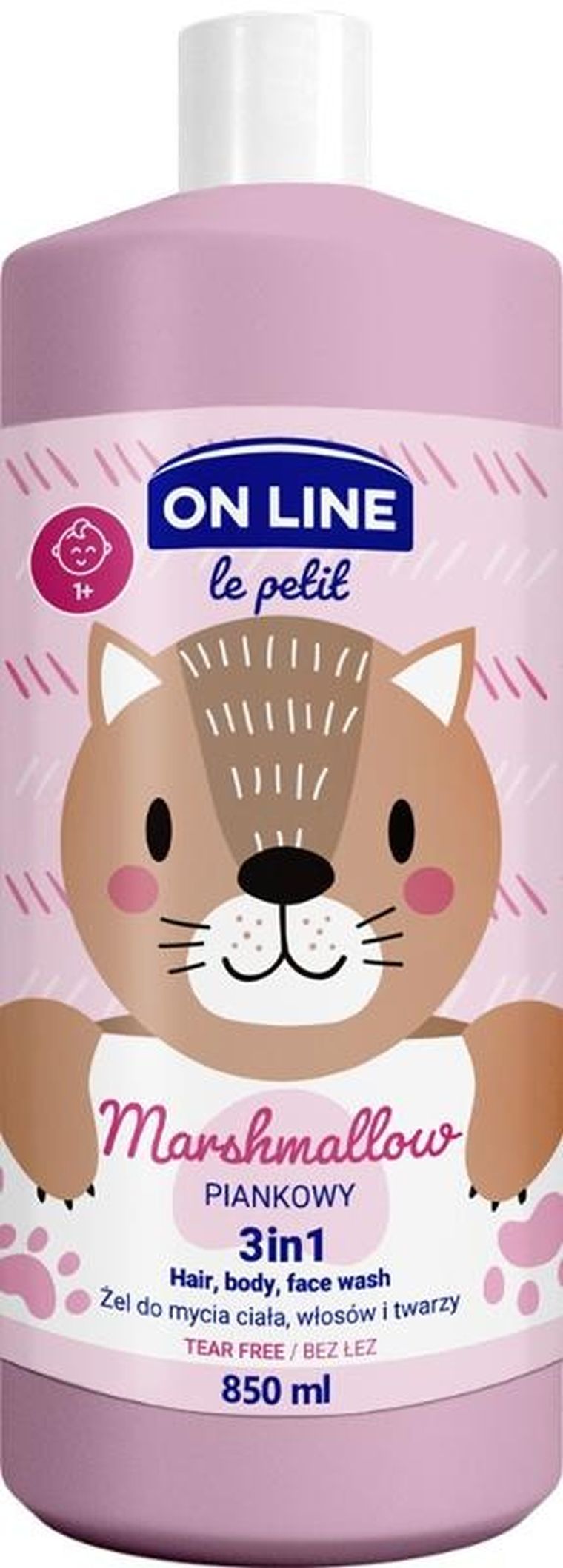 On Line, Le Petit Baby, żel 3w1 do mycia ciała, włosów i twarzy, piankowy, 850 ml
