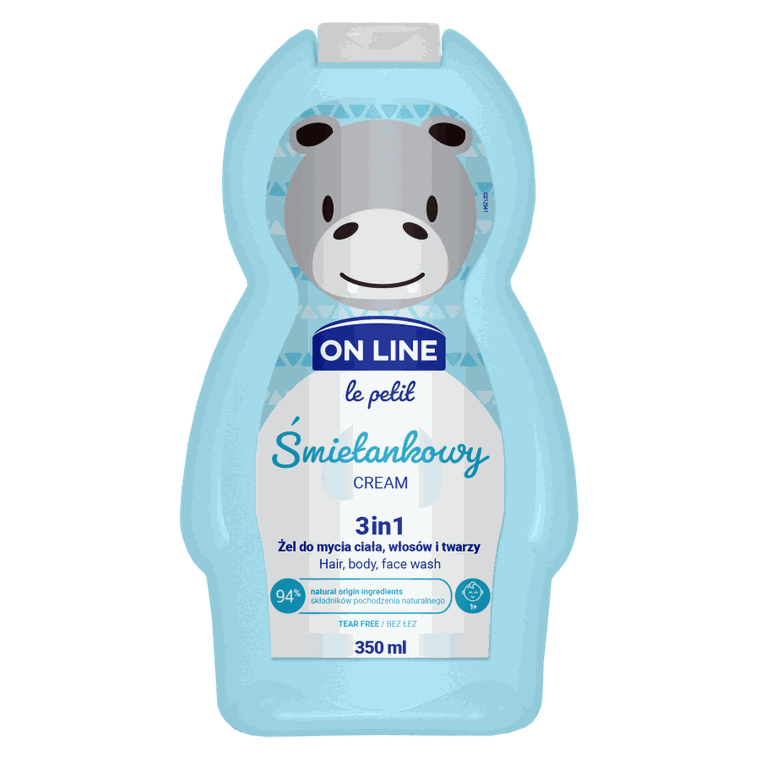 On line, Le Petit, żel do mycia ciała, włosów i twarzy 3w1 dla dzieci, śmietankowy, 350 ml