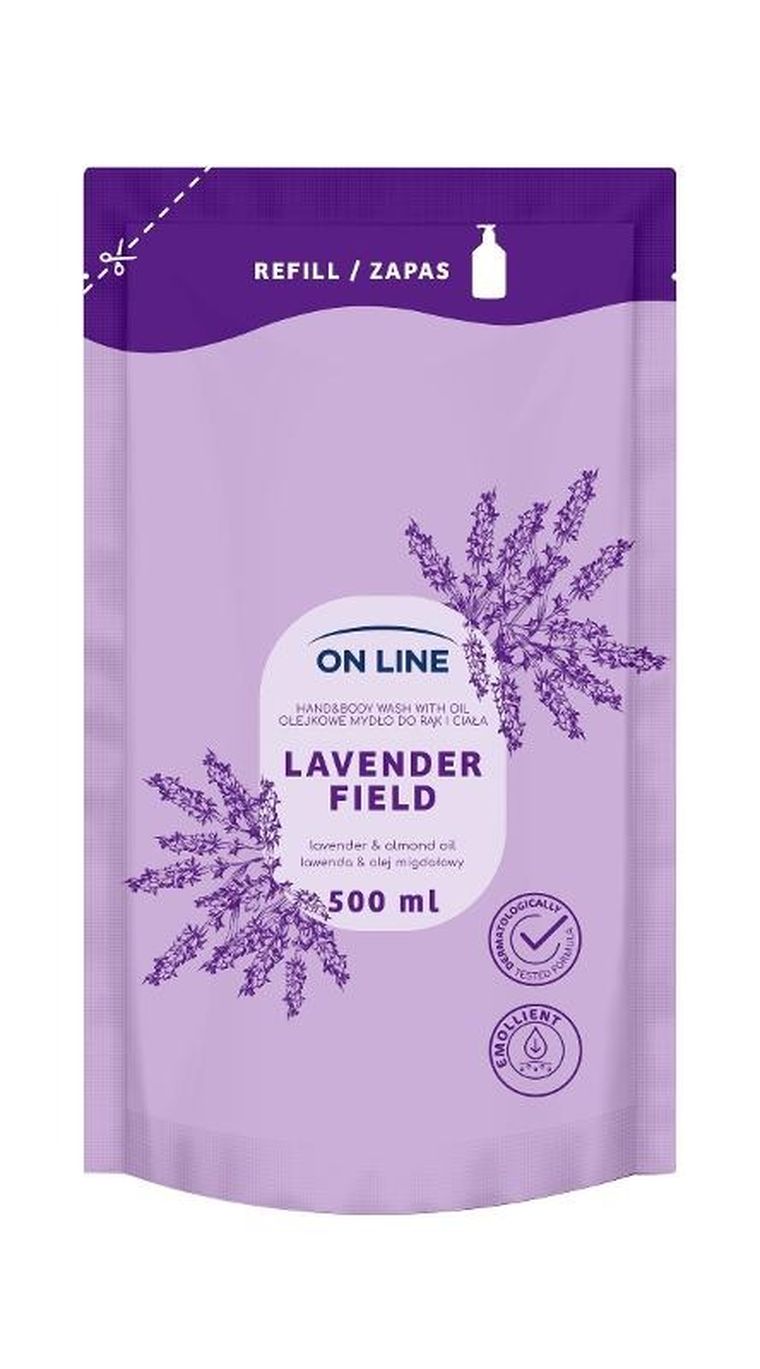 On line, olejkowe mydło do rąk i ciała, lawenda&olej migdałowy, 500 ml