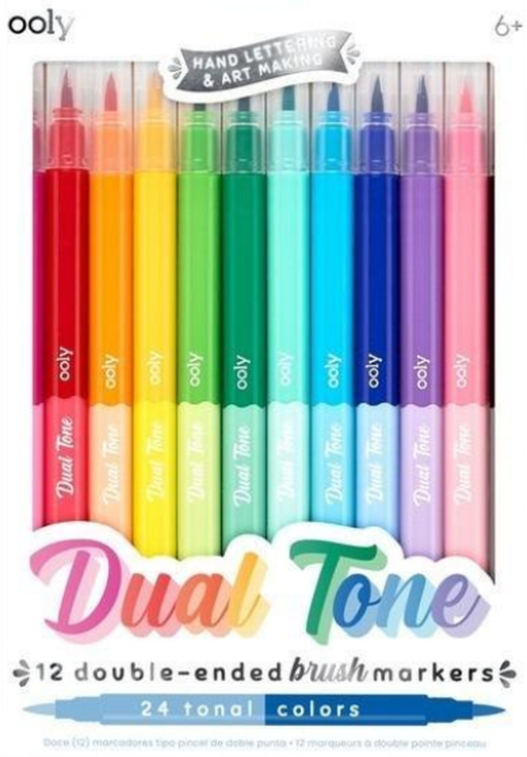 Ooly, flamastry dwustronne, pędzelkowe Dual Tone, 24 kolory