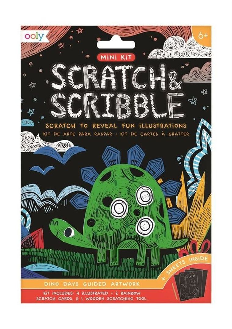 Ooly, Mini Scratch & Scribble, Dinozaury, zdrapywanki, zestaw kreatywny