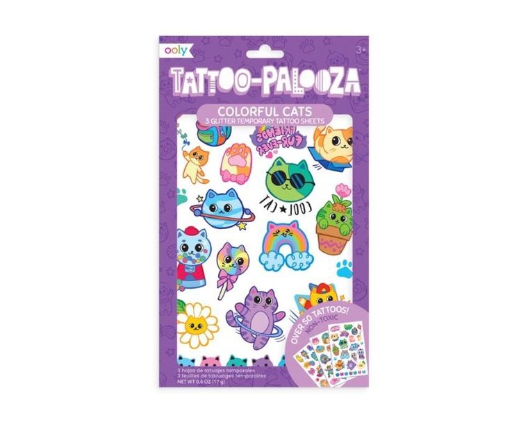 Ooly, Tattoo Palooza, tatuaże zmywalne, brokatowe koty
