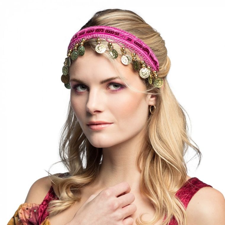 Opaska, taniec brzucha, różowa